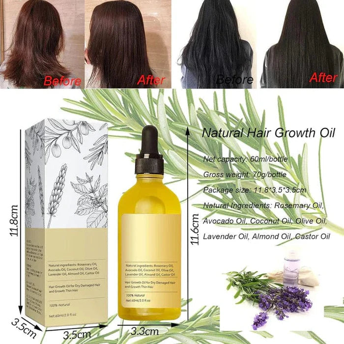 Vegan Natural Hair Growth Oil 🍀 (Pack of 3)